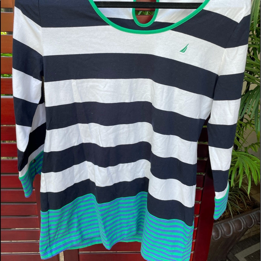 Nautica Resort Navy Blue striped top